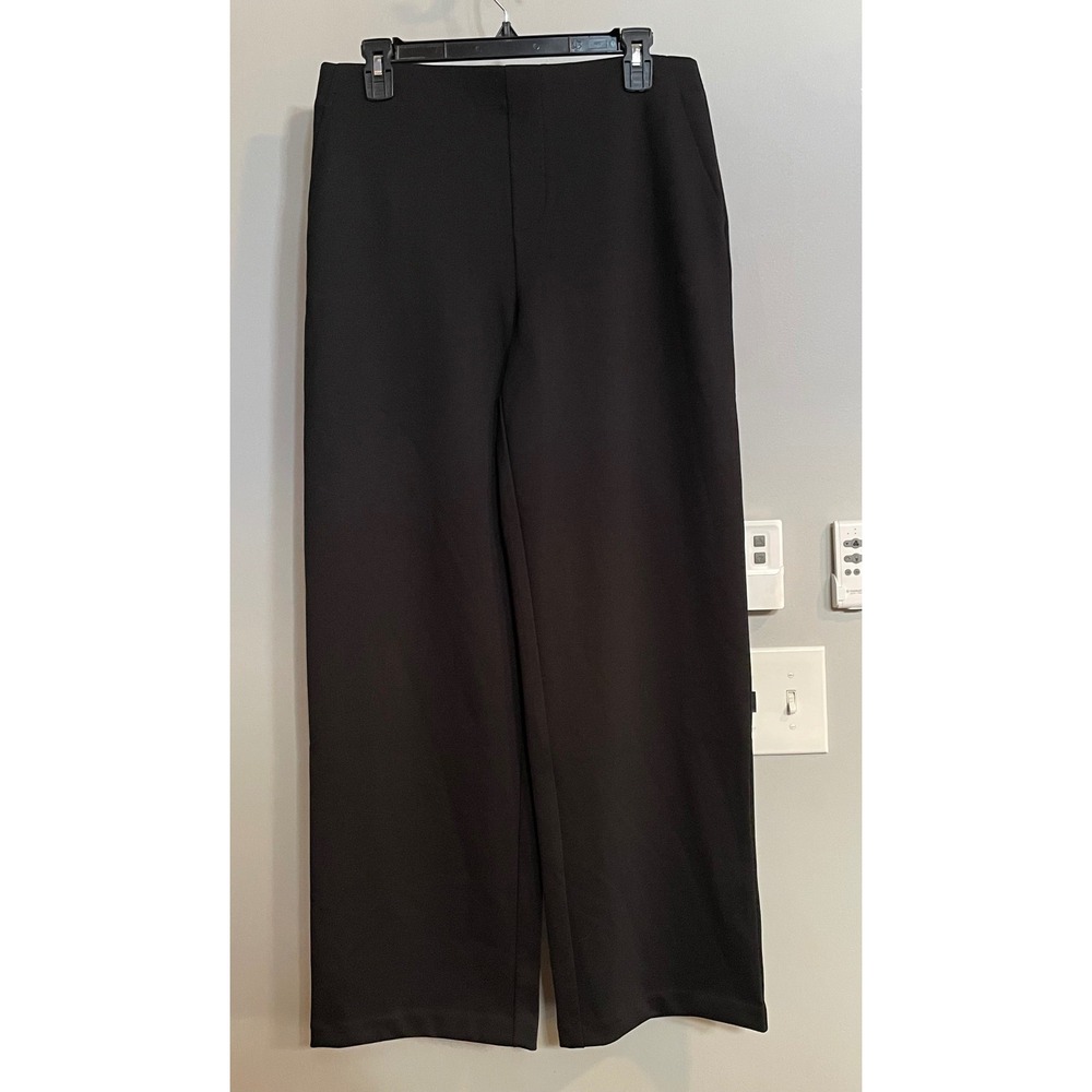 NIC+ZOE Wide Leg Pants Womens Medium Black Onyx F241352 NWT Pull On Officecore
